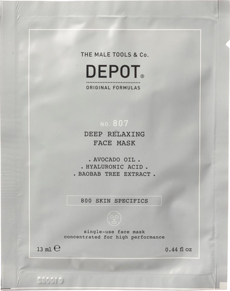 DEPOT MALE TOOLS  No. 807 Deep Relaxing Face Mask 13 ml