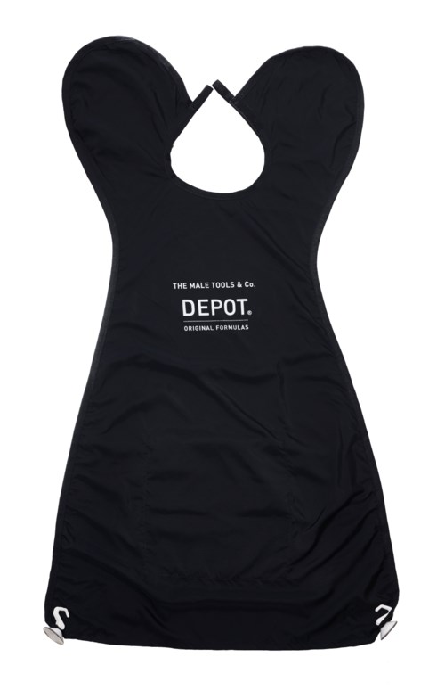 A black athletic dress with a keyhole neckline, white text and logos, and a small logo at the bottom.
