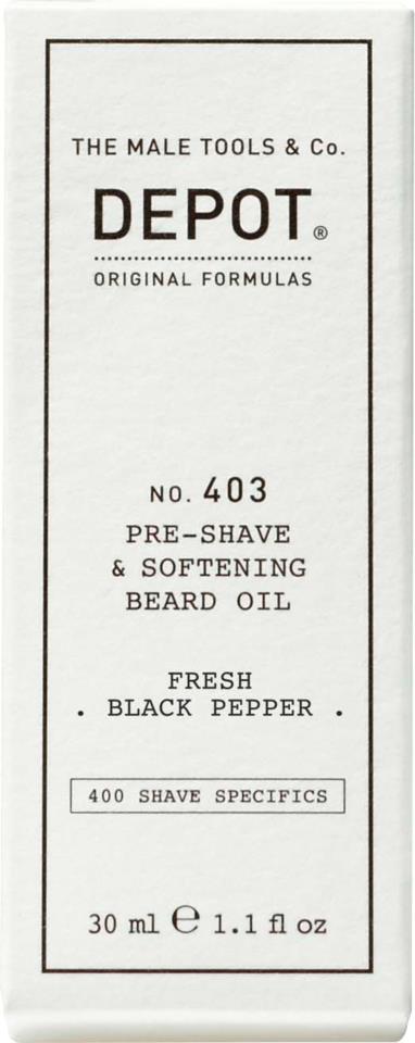 DEPOT MALE TOOLS No. 403 Pre-Shave & Soft. Beard Oil Fresh Black Pepper 30 ml