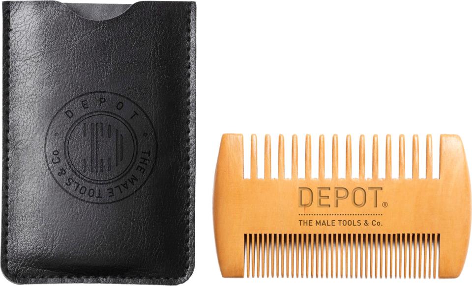 DEPOT MALE TOOLS No. 739 Pocket Wooden Beard Comb W Case  