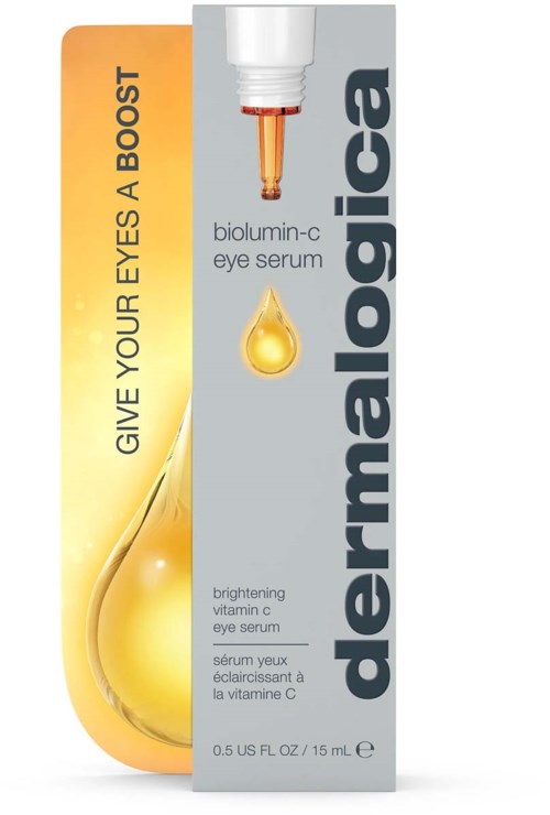 En eske med Dermalogica øyeserum med pipette, som lover å øke øyens lysstyrke med vitamin C.