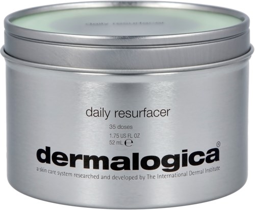 A silver container of Dermalogica Daily Resurfacers with 35 doses inside.