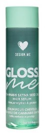 En tvåfärgad grön behållare med ett hjärtsymbol och orden "GLOSS me", troligen en kosmetisk produkt.