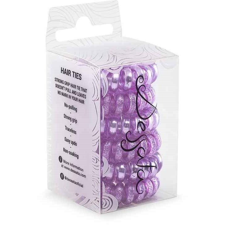 Dessata no-pulling hårsnoddar Glitter + metal lila (obrázok 3)