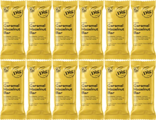 Dig GET RAW Organic Caramel Hazelnut Bar 12 x 42g
