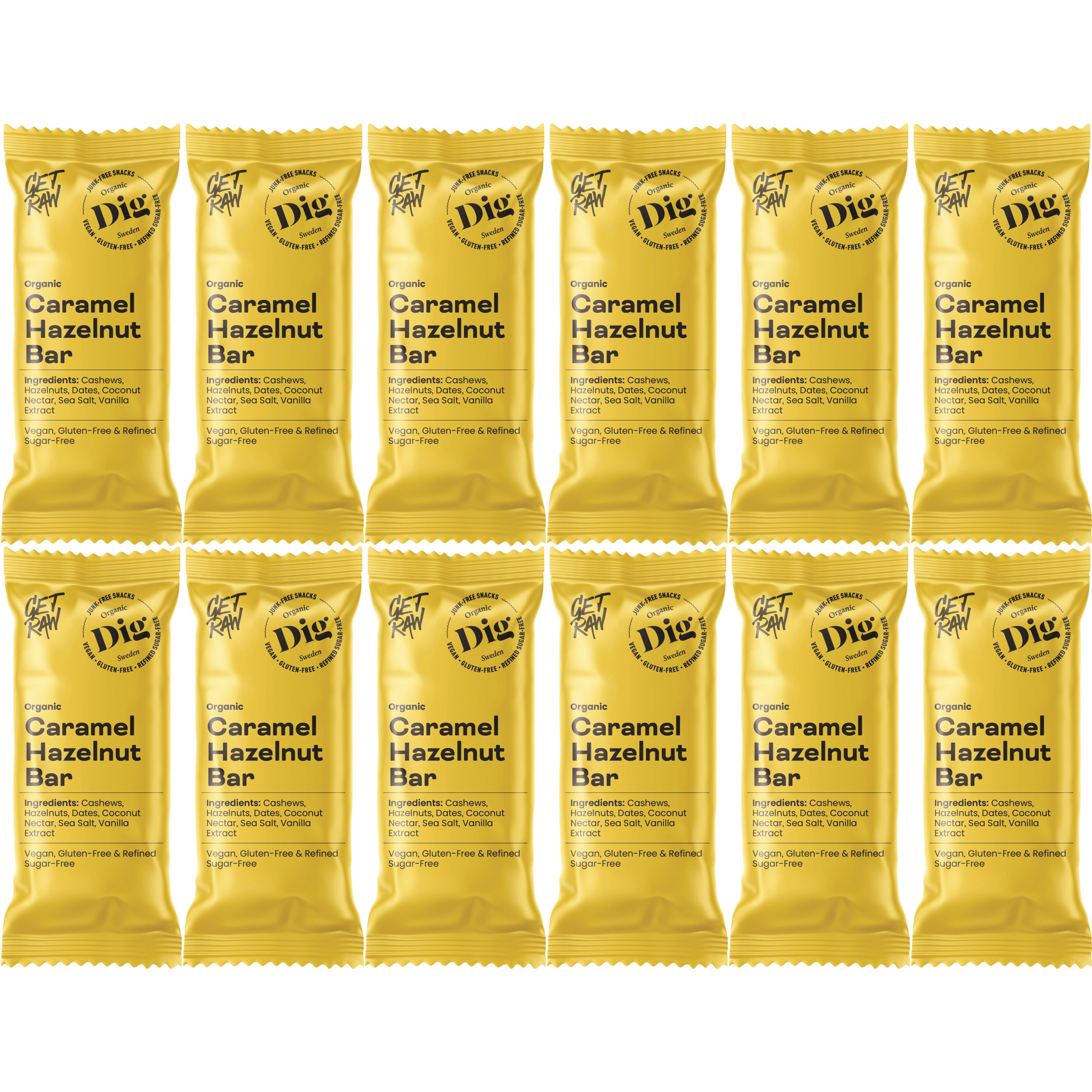Dig GET RAW Organic Caramel Hazelnut Bar 12 x 42g