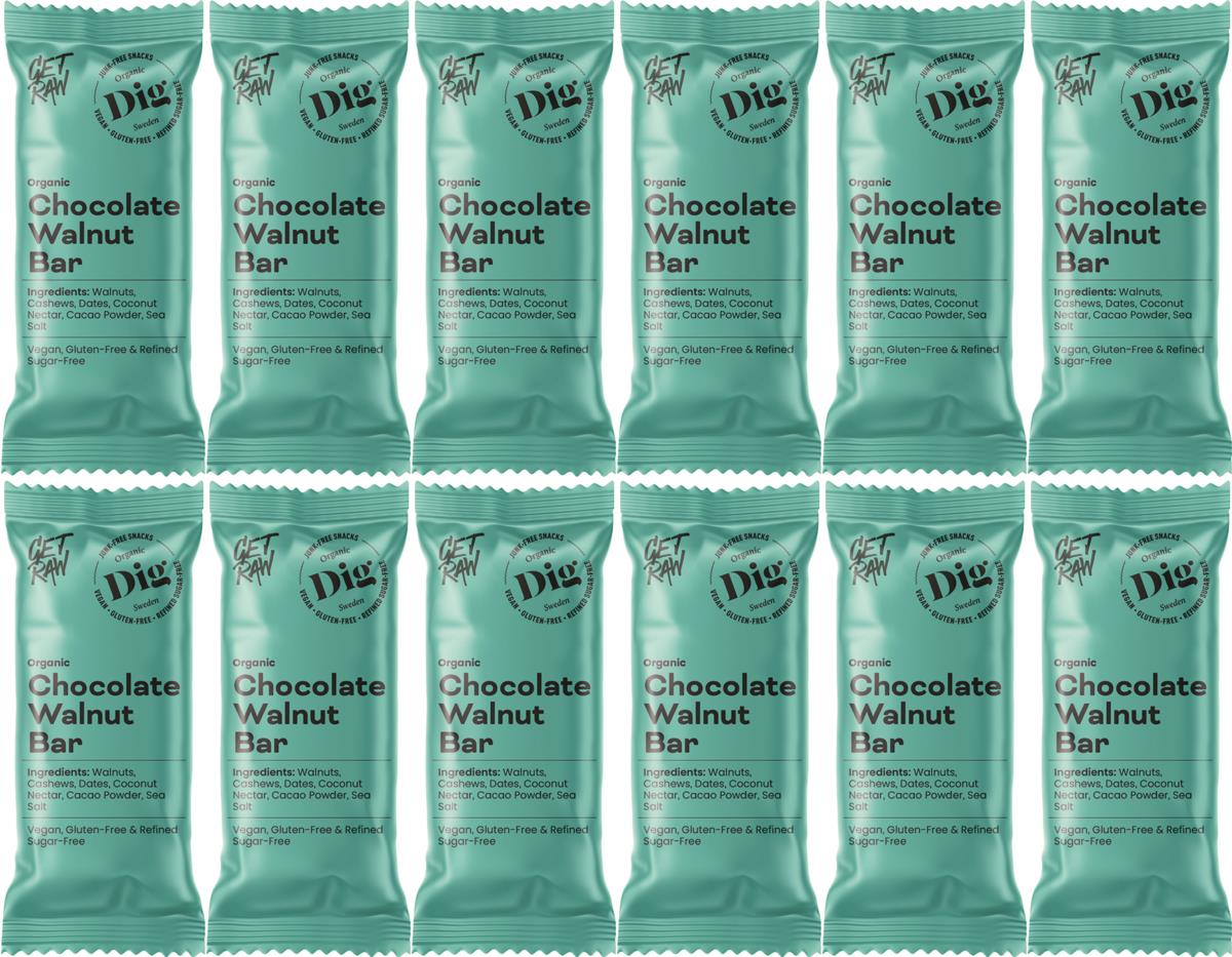 Dig GET RAW Organic Chocolate Walnut Bar 12 x 42g | lyko.com