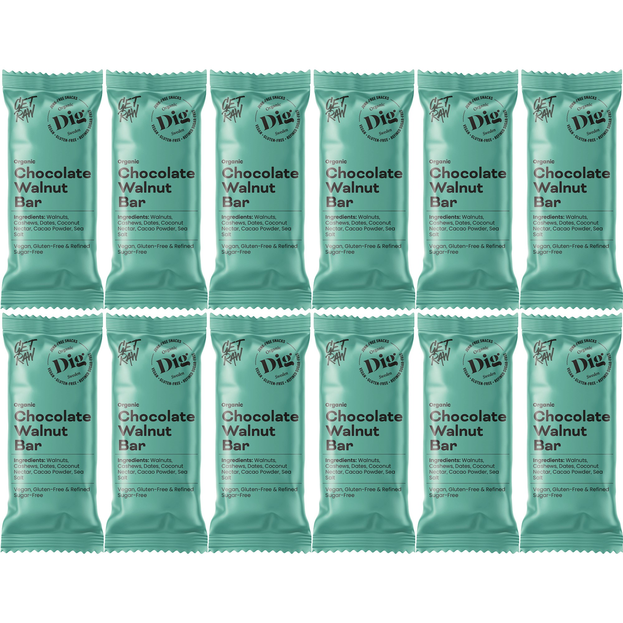 Dig GET RAW Organic Chocolate Walnut Bar 12 x 42g
