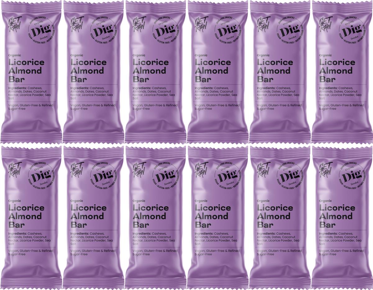 Dig GET RAW Organic Licorice Almond Bar 12 x 42g