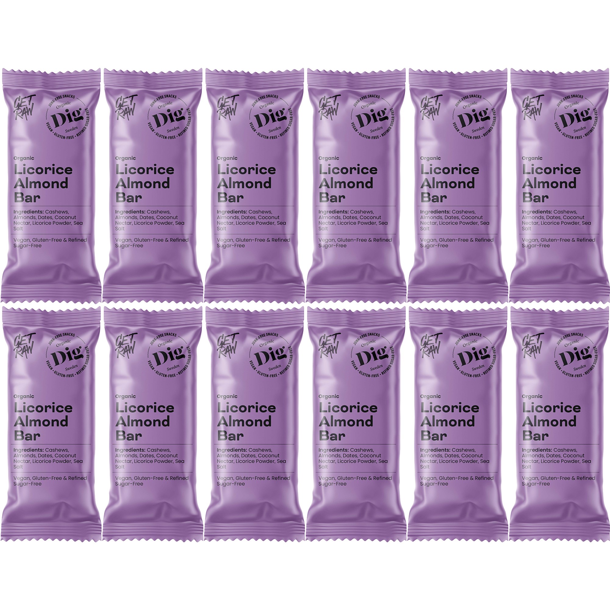 Dig GET RAW Organic Licorice Almond Bar 12 x 42g