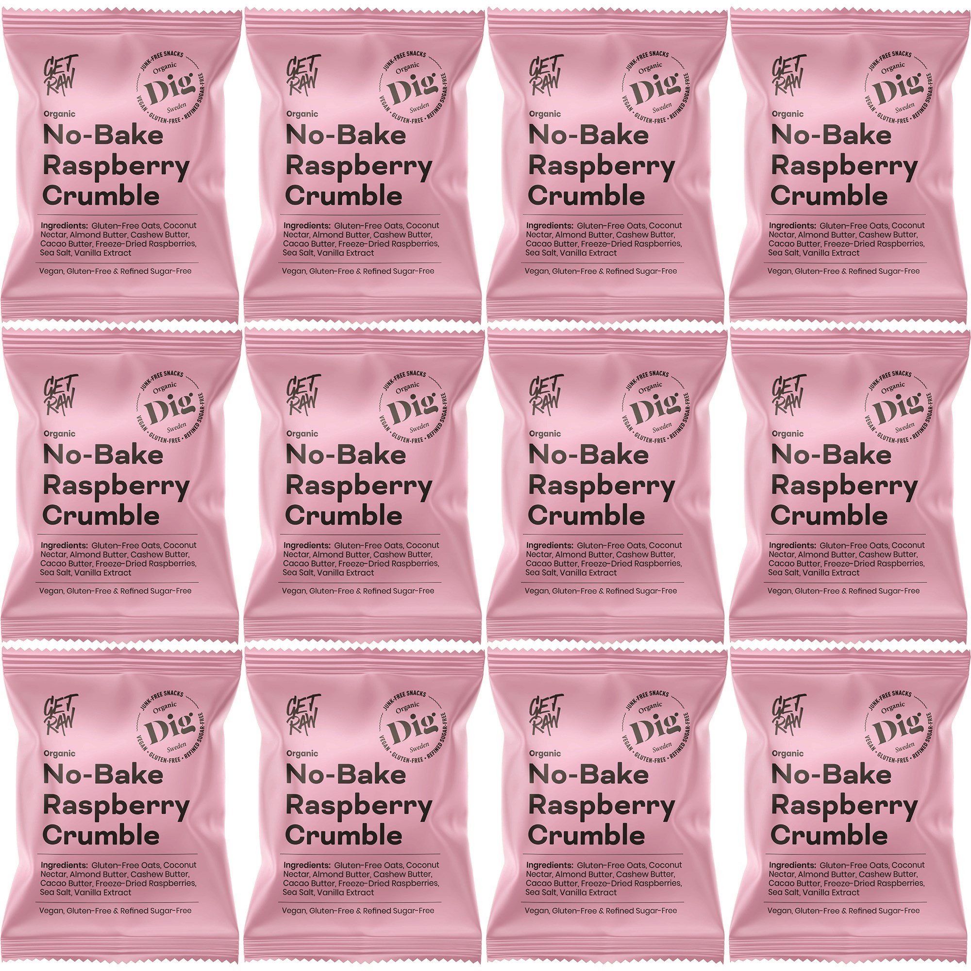 Läs mer om Dig GET RAW Organic No-Bake Raspberry Crumble 12 x 35g