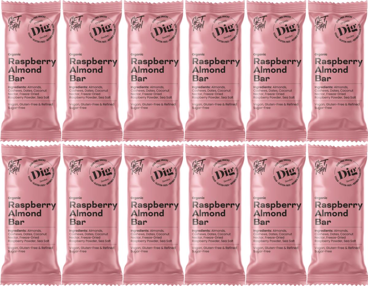Dig GET RAW Organic Raspberry Almond Bar 12 x 42g | lyko.com