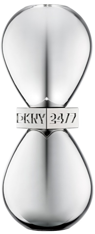En glänsande glasfigur med en metallplatta som säger "SKYY 24/7." Den har en rund och slät form.
