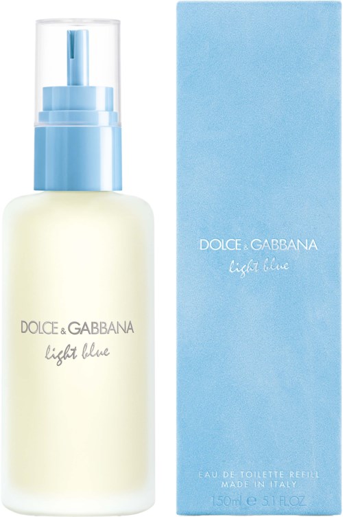 A light blue perfume bottle and box from Dolce & Gabbana Light Blue line.