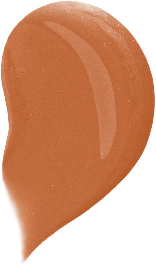 A large, shiny, brownish drop-shaped object, smooth and glossy, possibly a dollop of sauce or decoration.