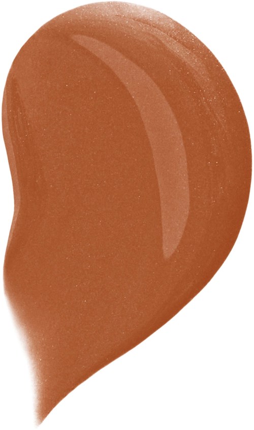 A close-up of a brown, teardrop-shaped object, shiny and smooth, with a curved appearance.