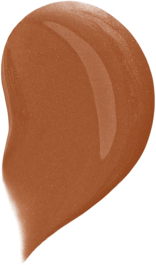 En dråbeformet brun væske, sandsynligvis makeup eller foundation, med en blank overflade.