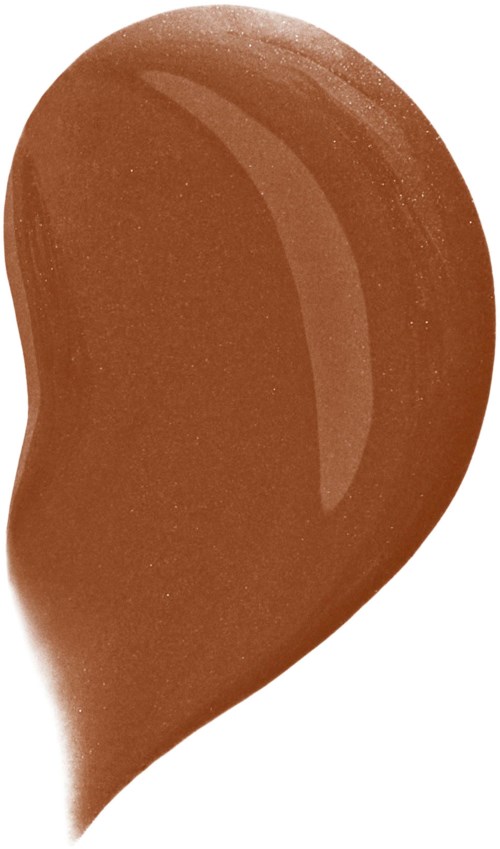 A large, shiny, brown teardrop-shaped object with a smooth surface.