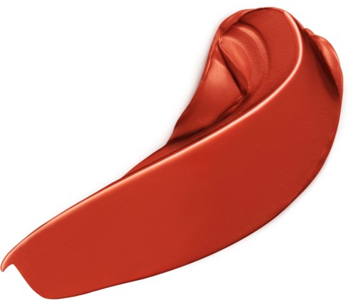 Ett rött läppstift utan lock, som visar innehållet.