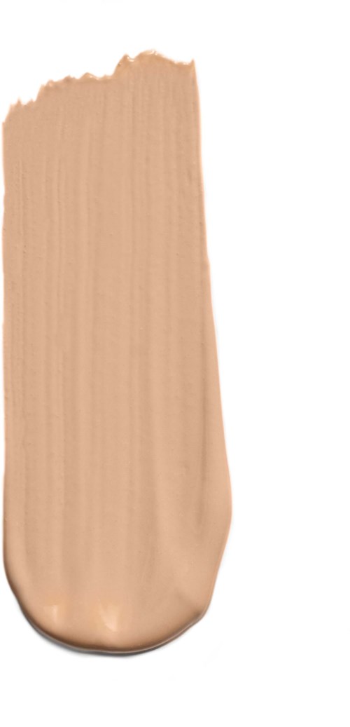 En beige sminkegrunn på en hvit bakgrunn.