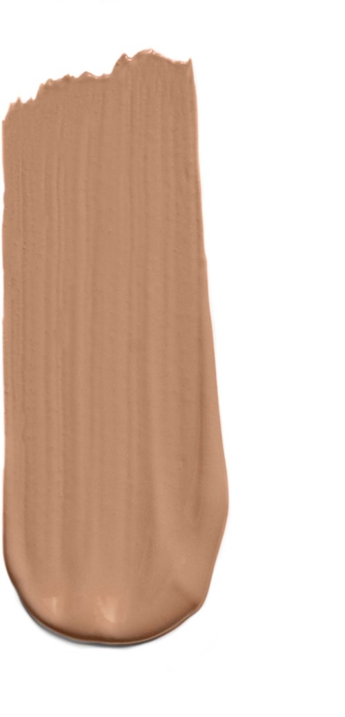 En stripe av beige eller lys brun makeup eller foundation på en hvit bakgrunn.