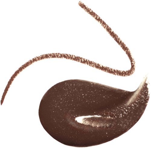 En virvel av mørk væske med et dryss av hvitt, som ligner sjokolade på hvit bakgrunn.