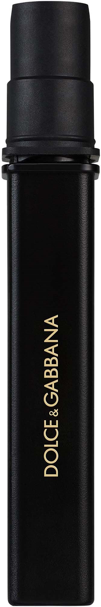 A sleek, black lipstick tube with gold lettering that reads Dolce & Gabbana against a white background.