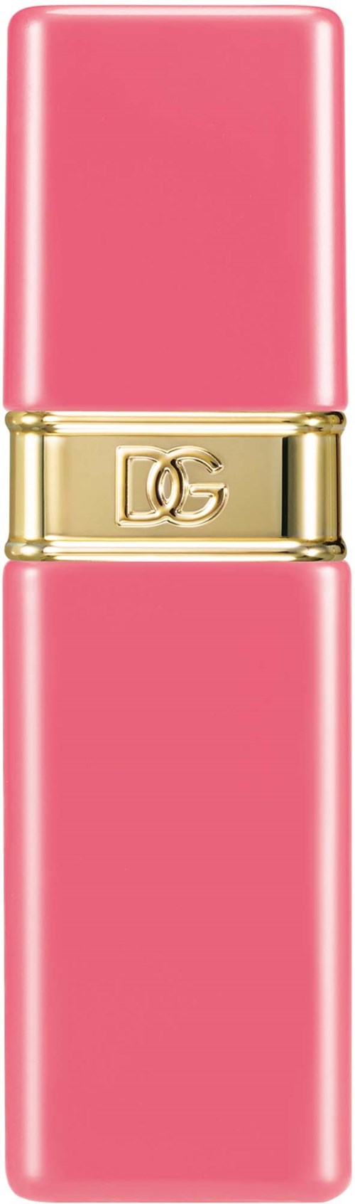 Ein rosa Lippenstift mit goldenem Band und den Initialen DG.