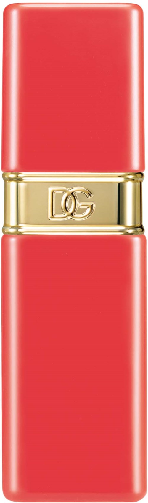 Ein roter Lippenstift mit goldener Band und DG-Logo in der Mitte.