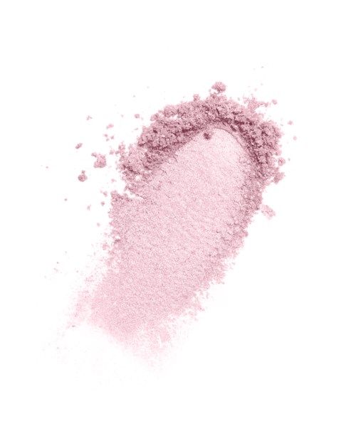 Rosa pulver spredt på en hvit overflate, noen områder er mørkere og mer konsentrerte.