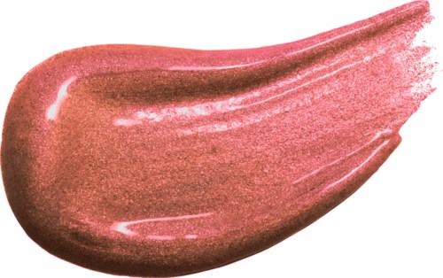 En rosaaktig, skinnende leppestift eller lipgloss påførte med en børste. Den har en glänsende finish og jevn tekstur.