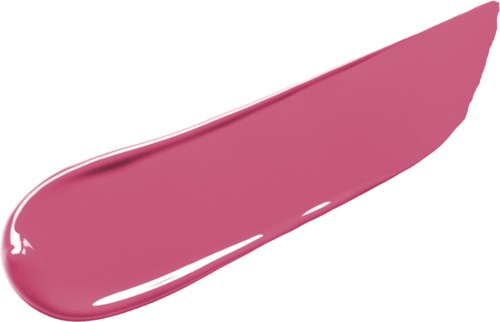 Ett rosa-glänsande smet av flytande eller gelé på en vit bakgrund.