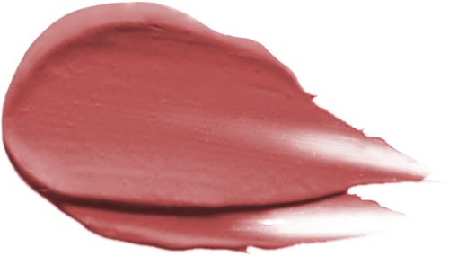 En skjede av rosa leppestift eller sminkeprodukt spredt på en overflate med en spiss ende.