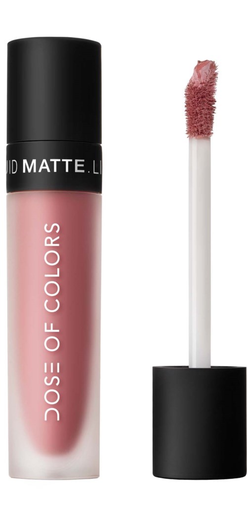 Lip gloss with a pink shade and a wand applicator, labeled 'Dose of Colors' on the tube.