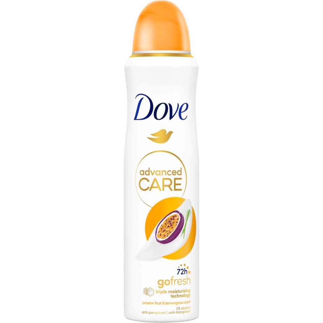 Läs mer om Dove 72h Advanced Care Passion Fruit & Lemongrass Spray 150 ml