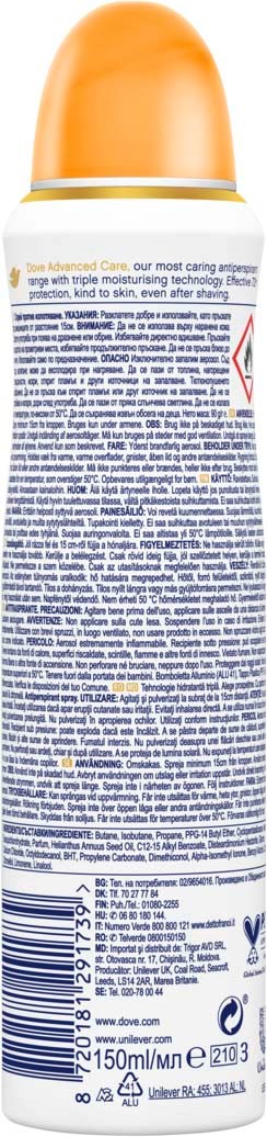 En spraydeodorant med gul topp och streckkod på baksidan, mestadels fylld med textinstruktioner.