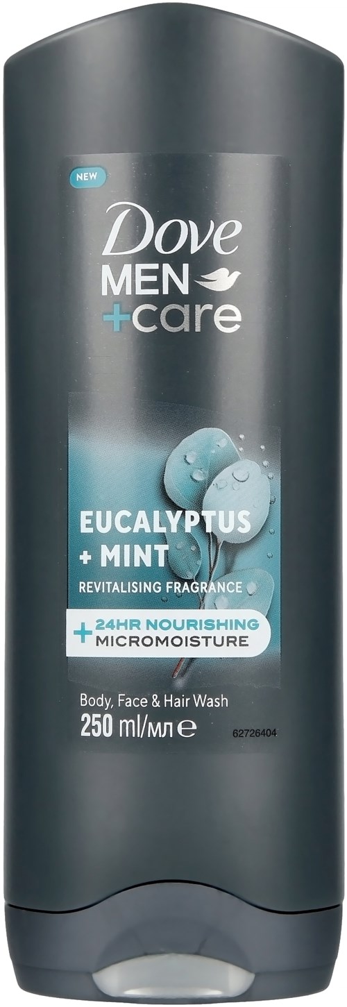 Dove Men+Care doucheschuim met eucalyptus en muntgeur, hydraterend en verfrissend, 250ml.