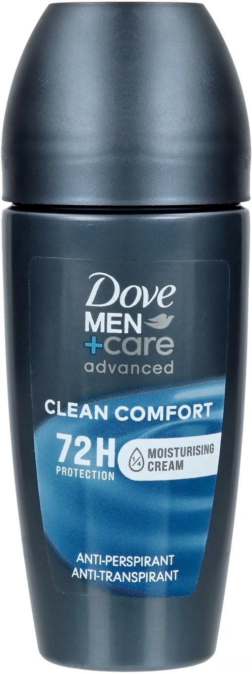 En mörkblå deodorant i rullform för män, ger 72 timmars friskhet och skydd, fuktgivande kräm, antiperspirant.