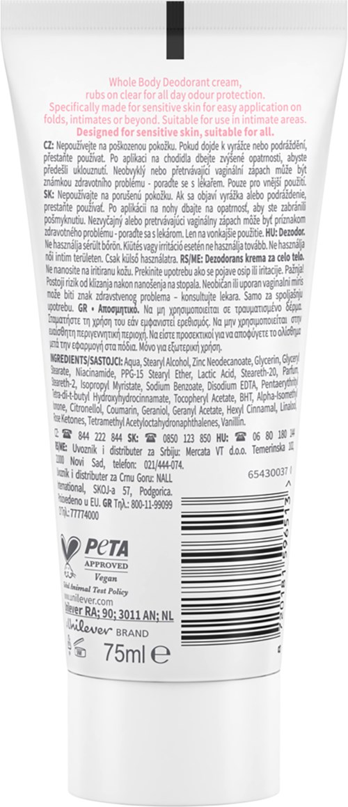 Dove Whole Body Deodorant Raspberry & Rose Deodorant Cream 75 ml