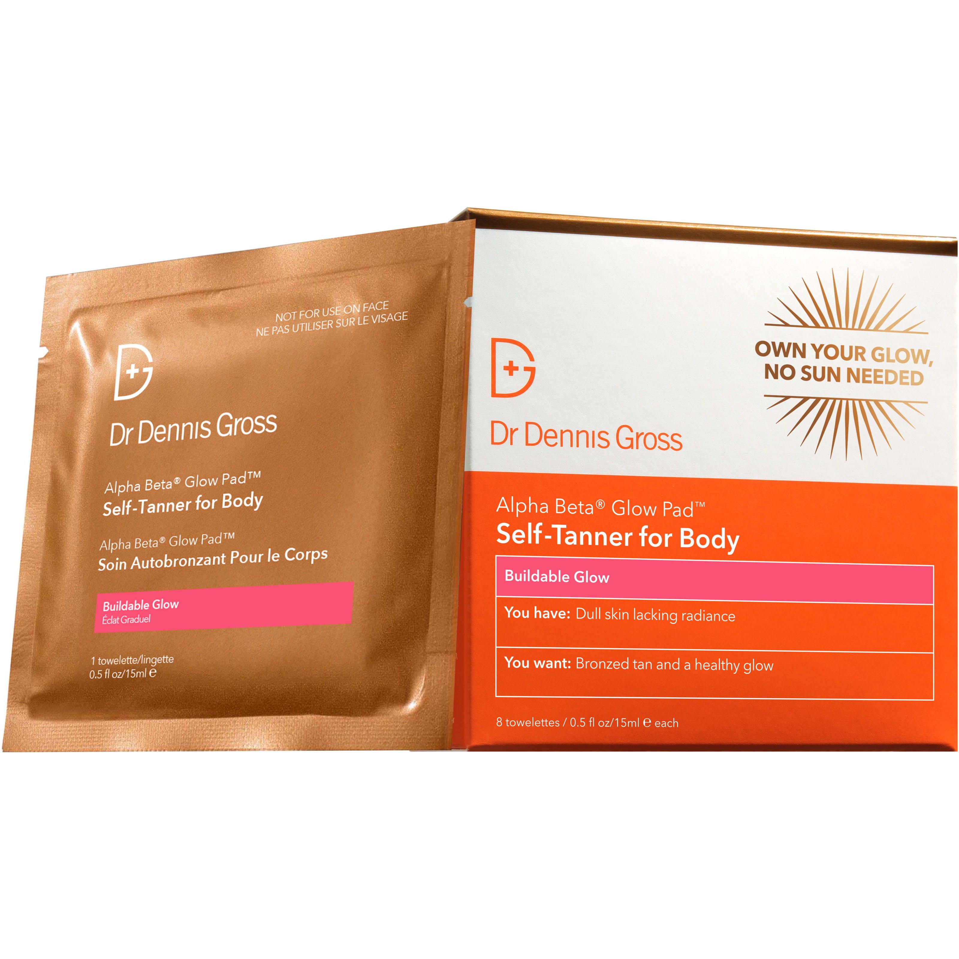 Dr Dennis Gross Alpha Beta® Glow Pad Self-Tanner for Body 8 stk