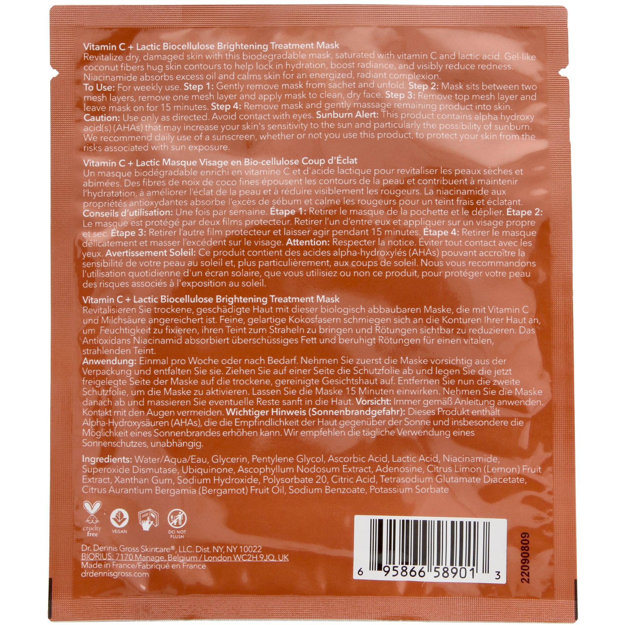 Alternativ bild 1 för Dr Dennis Gross Vitamin C Lactic Biocellulose Brightening Treatment Mask