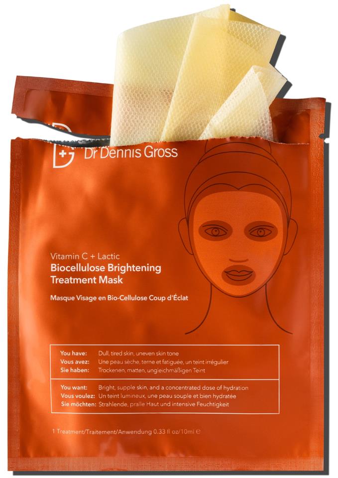 Dr Dennis Gross Skincare Vitamin C Lactic Biocellulose Brightening Treatment Mask