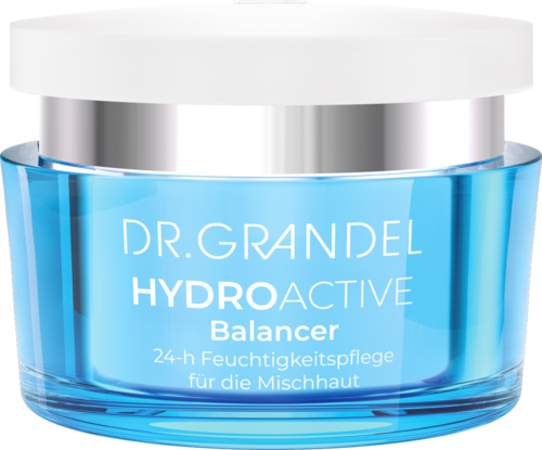 Sininen Dr. Grandel Hydro Active Balancer kasvoveden rasia valkoinen kansi.