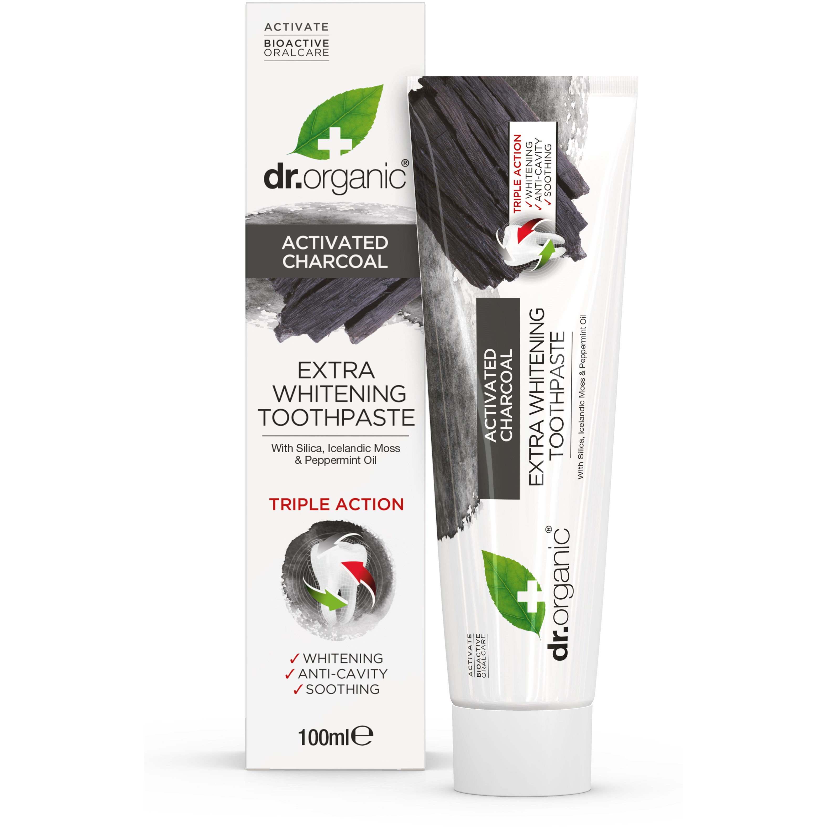 Läs mer om Dr. Organic Activated Carbon Toothpaste Extra Whitening Fluor 100 ml