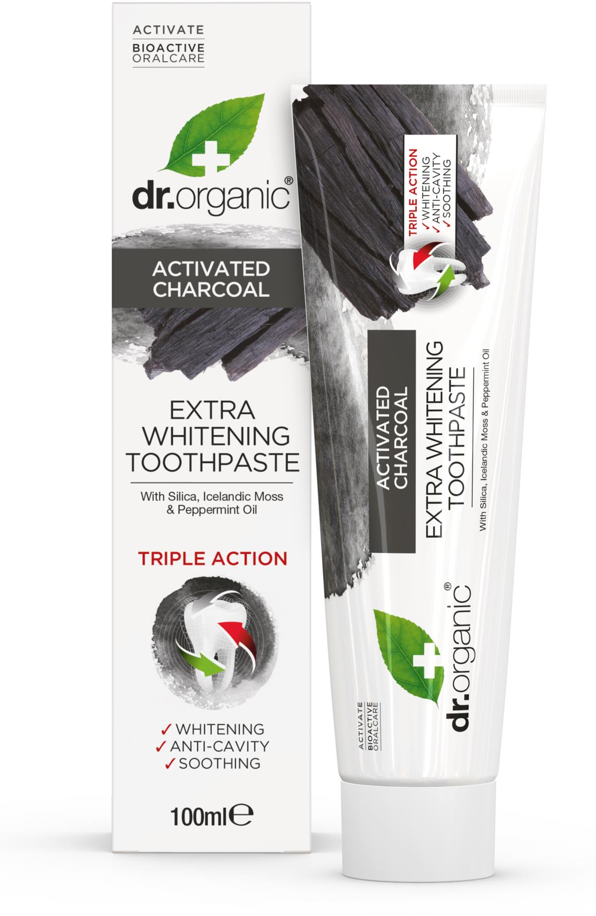 Dr. Organic Activated Carbon Toothpaste Extra Whitening Fluor 100 ml ...