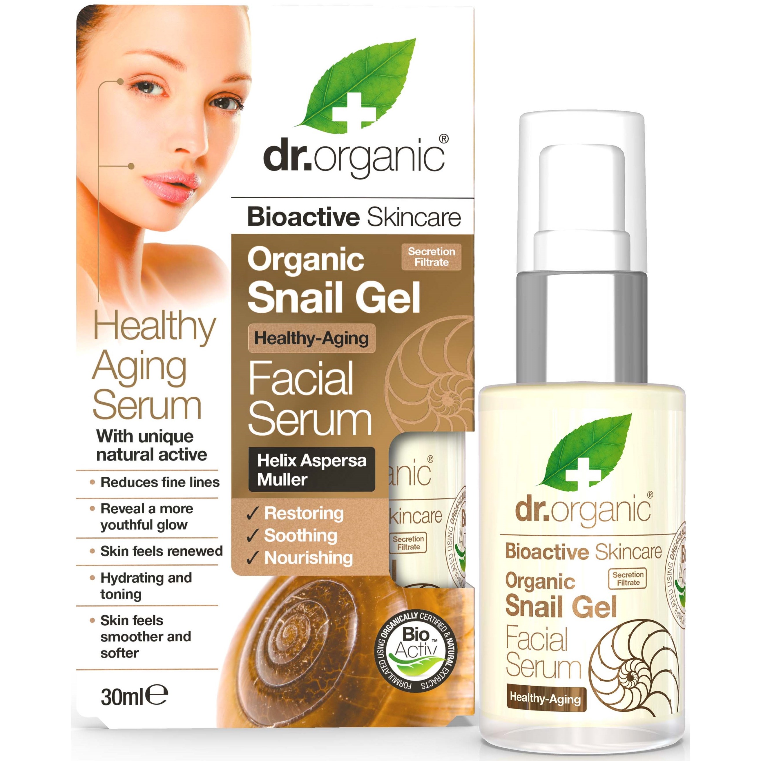 Läs mer om Dr. Organic Snail Gel Face Serum 30 ml