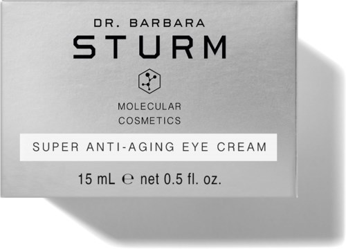 En låda med anti-aging ögonkräm av Dr. Barbara Sturm, märkt som molekylära kosmetika, med 15 mL i.
