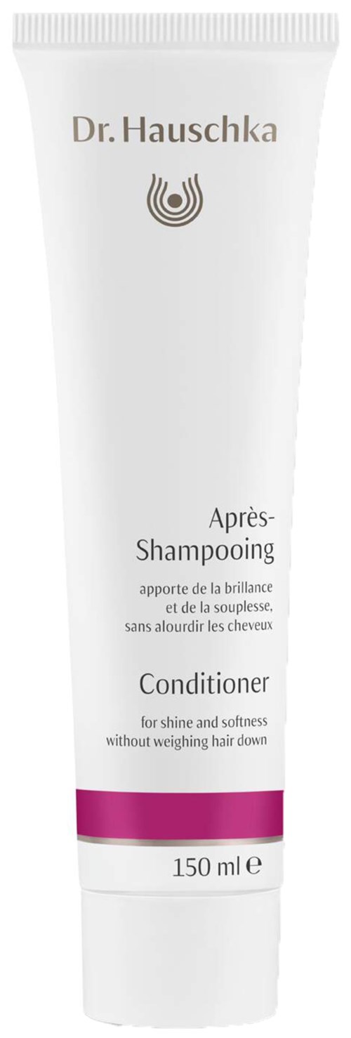 En hvit tube merket Dr. Hauschka som inneholder balsam for glans og mykhet, 150 ml.