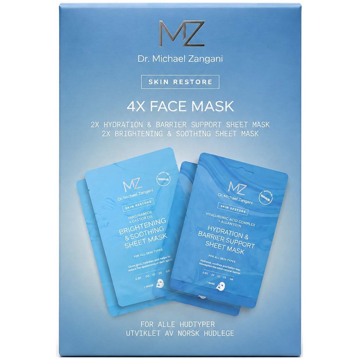 Dr. Michael Zangani 4PK Sheet Mask Hydration & Barrier Support Gift Set