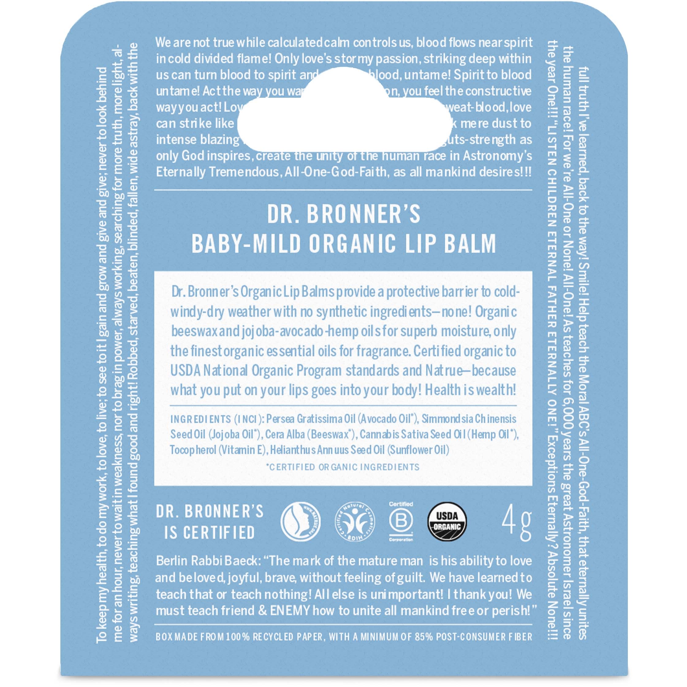 Alternativ bild 1 för Dr. Bronner's Baby-Mild Organic Lip Balm 4 g